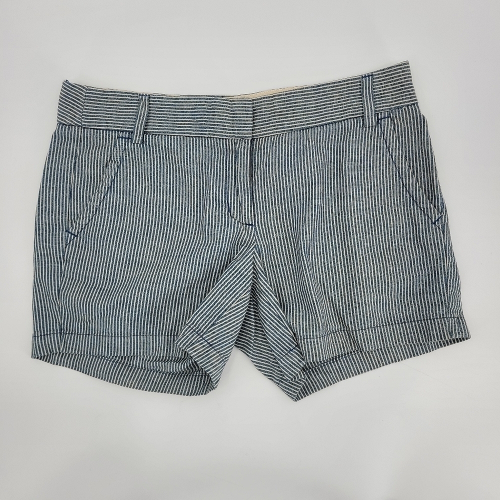 J.Crew Blue And White Striped 100% Cotton Shorts With Pockets